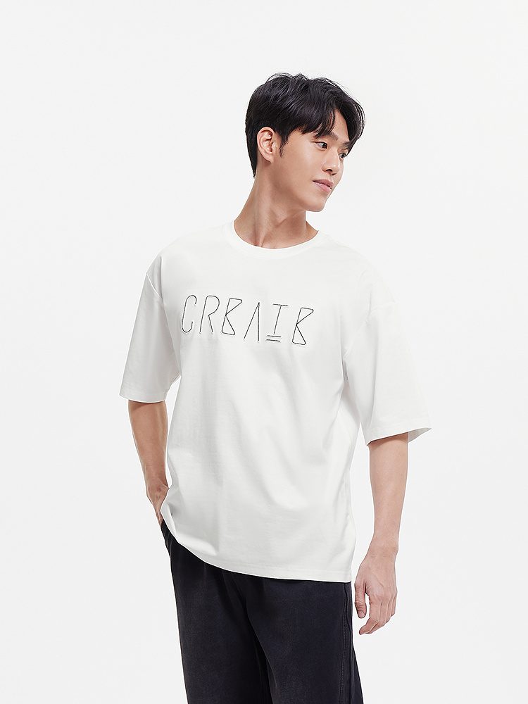 白Tシャツ メンズ 創造文字デザイン五分袖カットソー