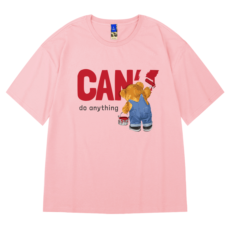 白Tシャツ メンズ くまくん挑戦者 ゆったり半袖