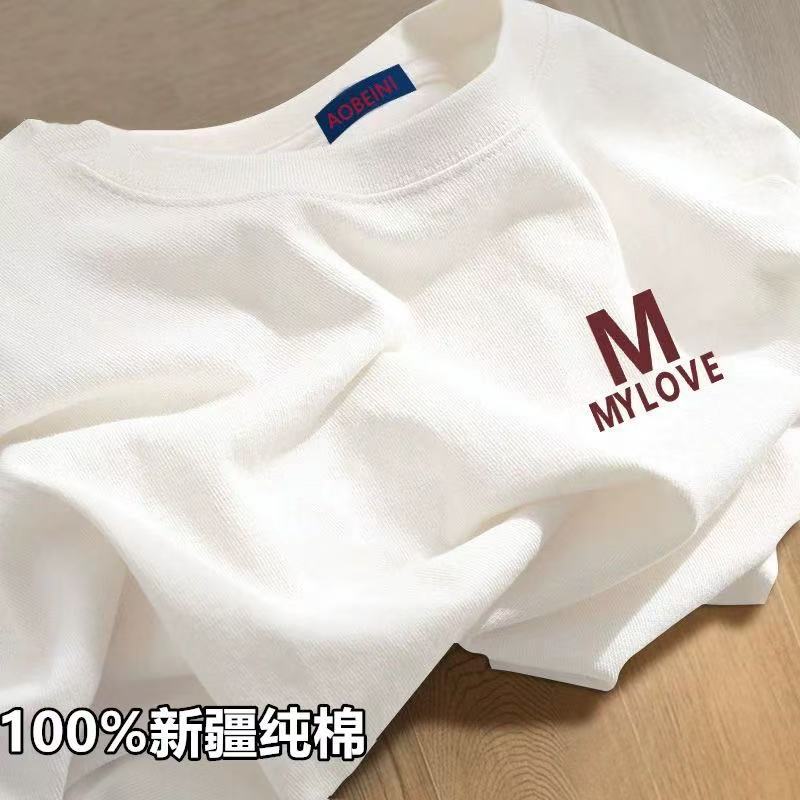白Tシャツ お菓子柄入り シンプル半袖カットソー