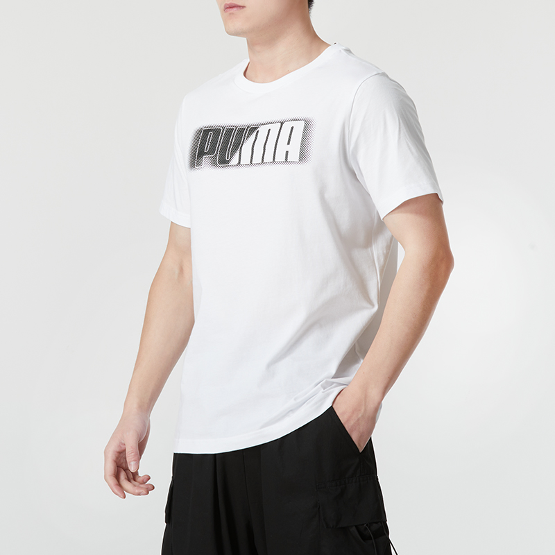 白Tシャツ グラデーションロゴ入り半袖シャツ