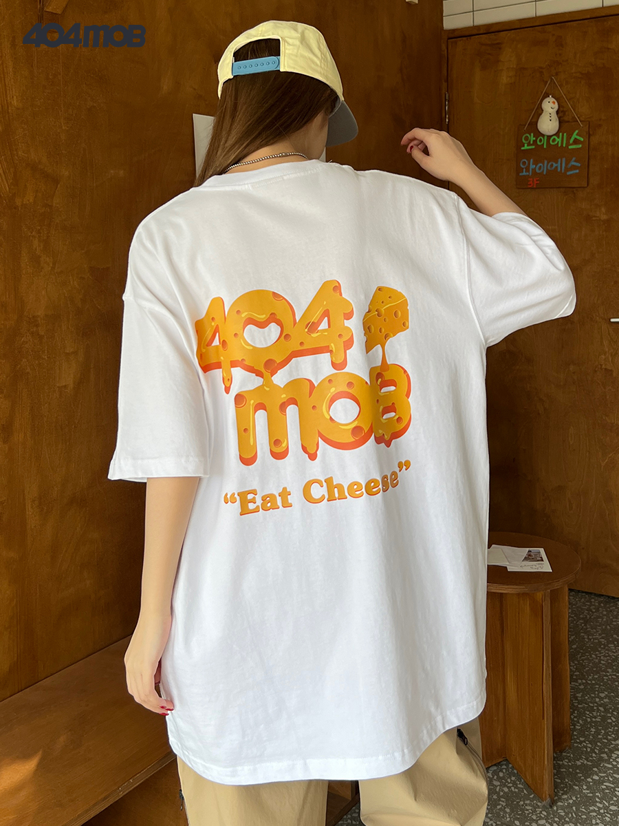 白Tシャツ チーズデザイン ゆるふわ半袖