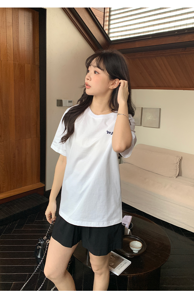 白Tシャツ レディース まつげ刺繍 やさしい着心地の半袖