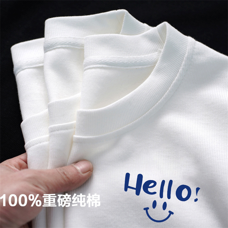 白Tシャツ 純綿にこにこデザイン半袖