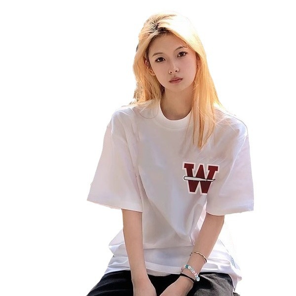 白Tシャツ レディース イニシャルロゴ入りベーシックTシャツ