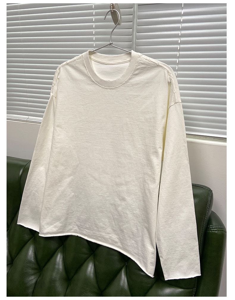 白Tシャツ メンズ無地長袖シャツ男女兼用カジュアル白黒