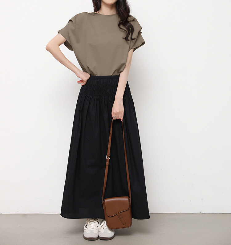 白Tシャツ 春夏コットン混ゆったり丸首白ティーシャツ