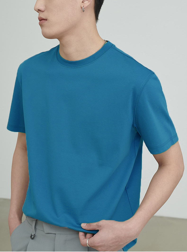 白Tシャツ ゆったりシルエット丸首半袖無地シャツ