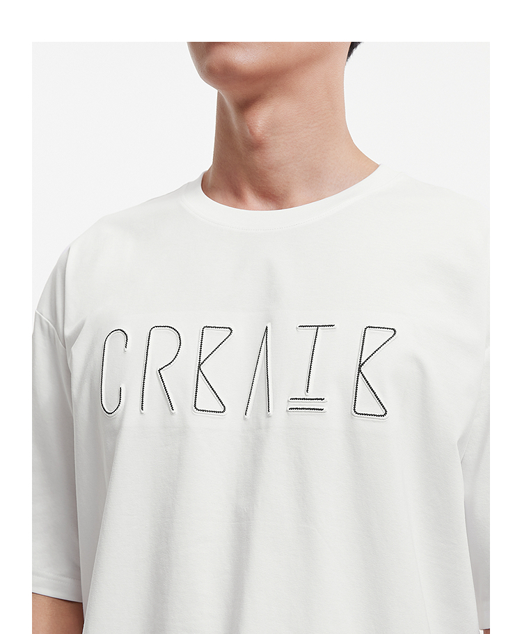 白Tシャツ メンズ 創造文字デザイン五分袖カットソー