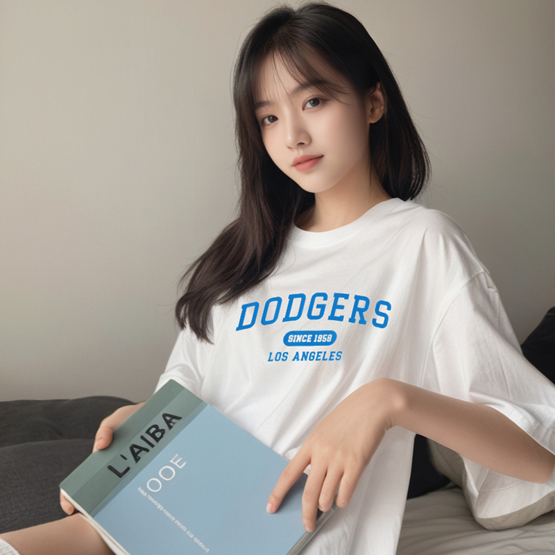白Tシャツ アメリカンスポーツプリント半袖