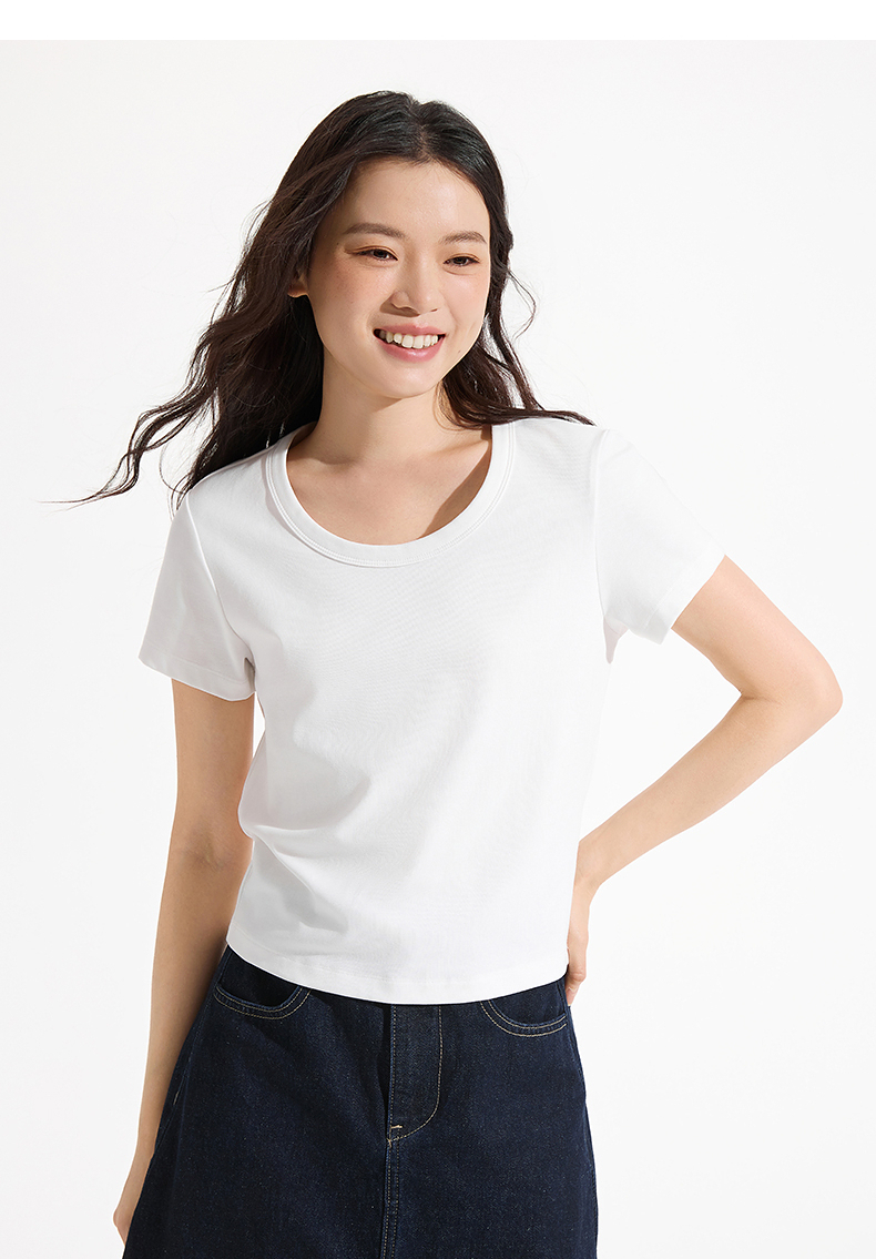 白Tシャツ なめらか素肌 ベーシック半袖シャツ