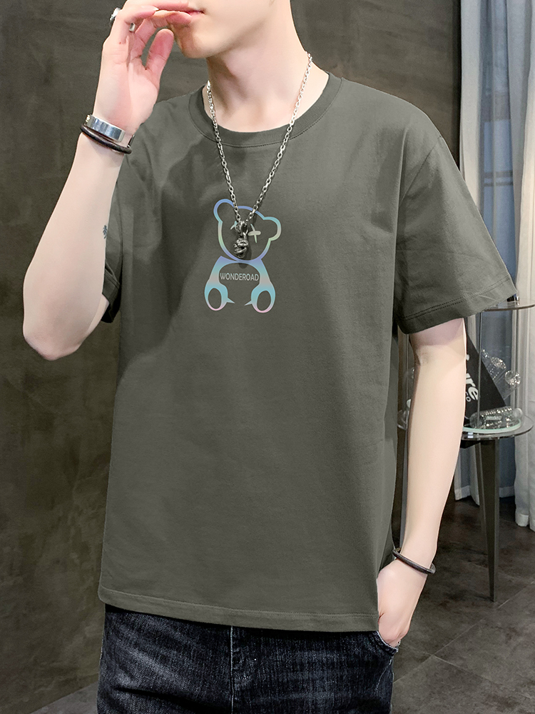 白Tシャツ メンズ 夢見るくまさん 半袖カットソー