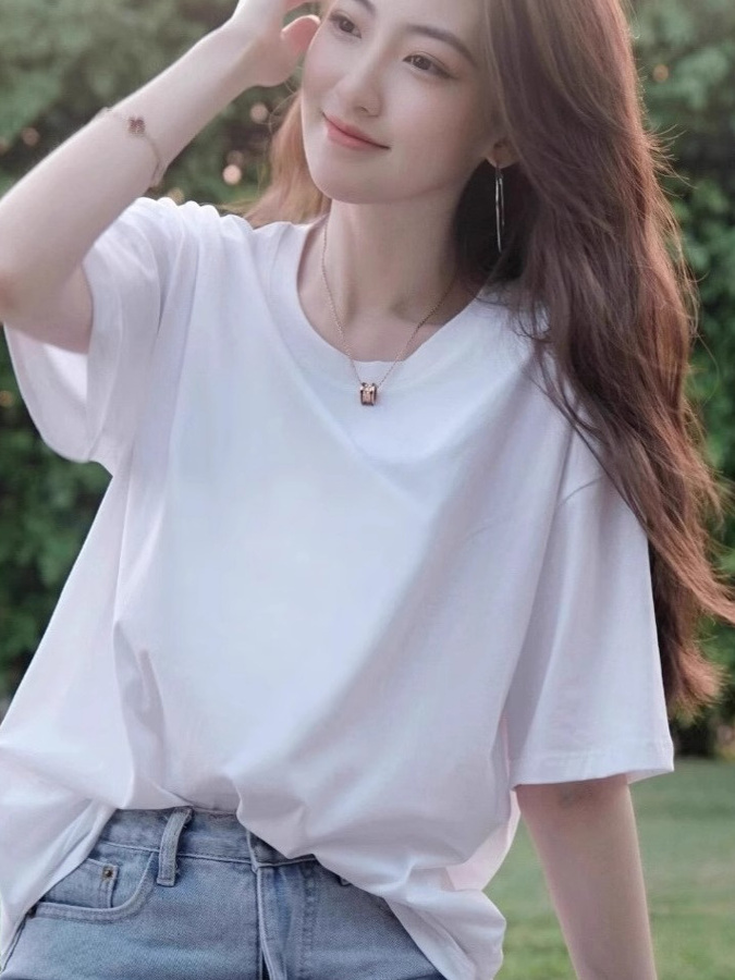 白Tシャツ ゆったりリラックス半袖シャツ