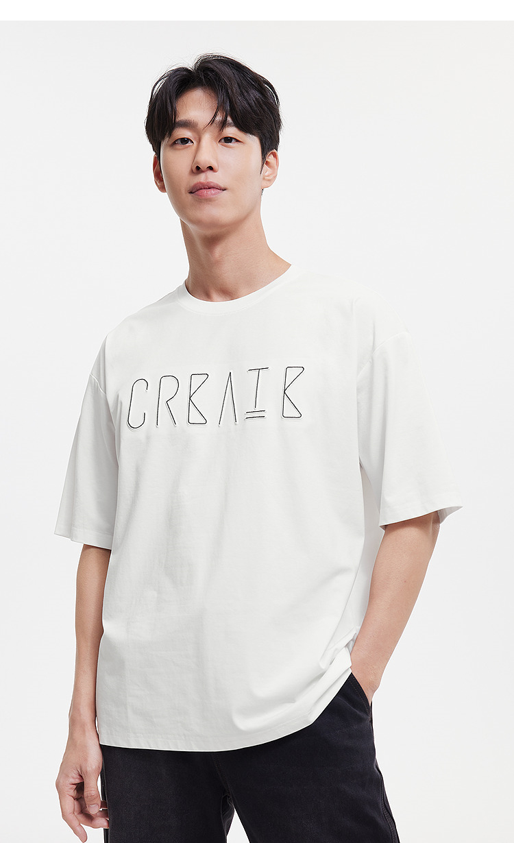 白Tシャツ メンズ 創造文字デザイン五分袖カットソー