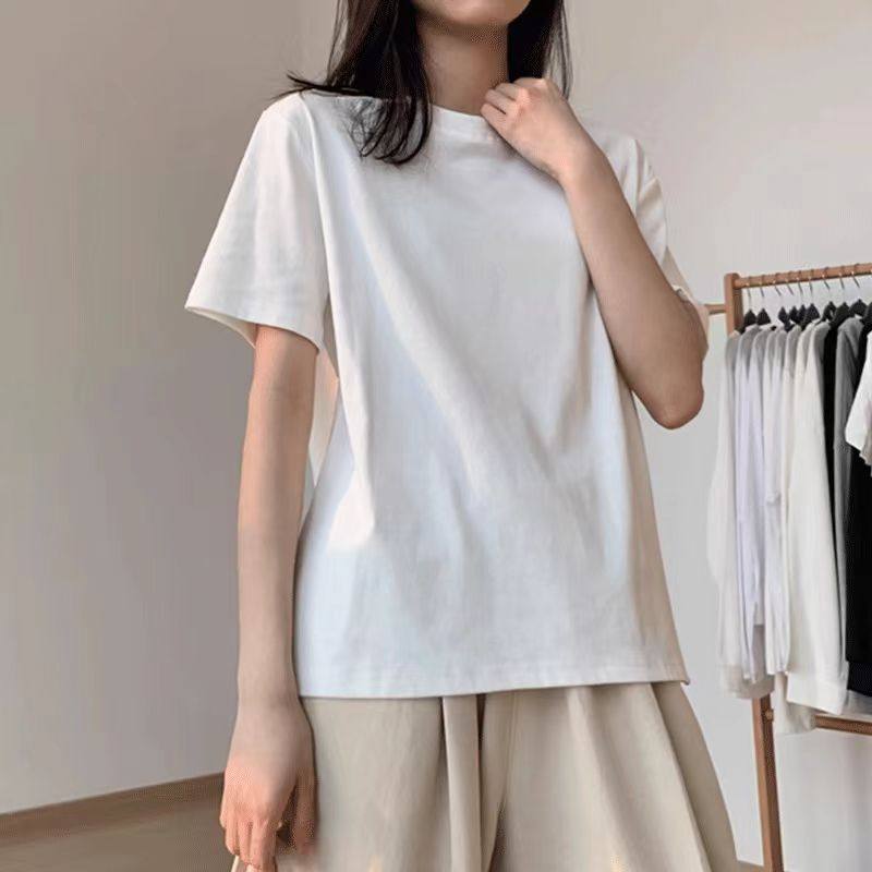 白Tシャツ ゆったりシルエット半袖クルーネックトップス