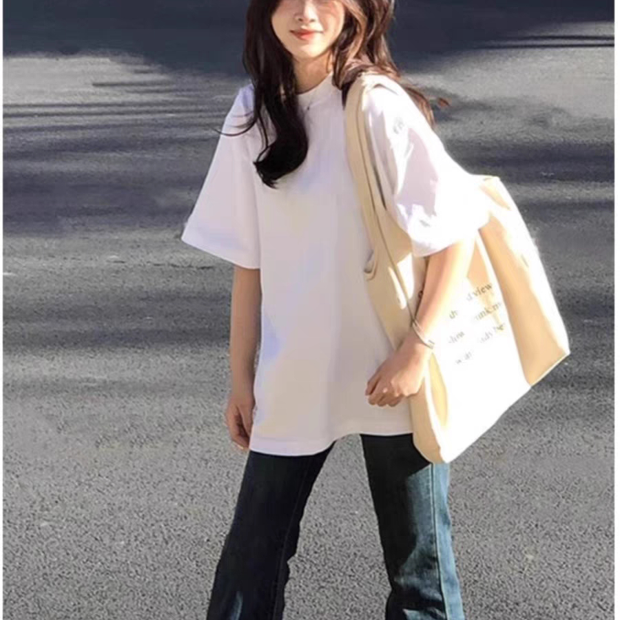 白Tシャツ レディース ゆったりシルエット半袖カットソー