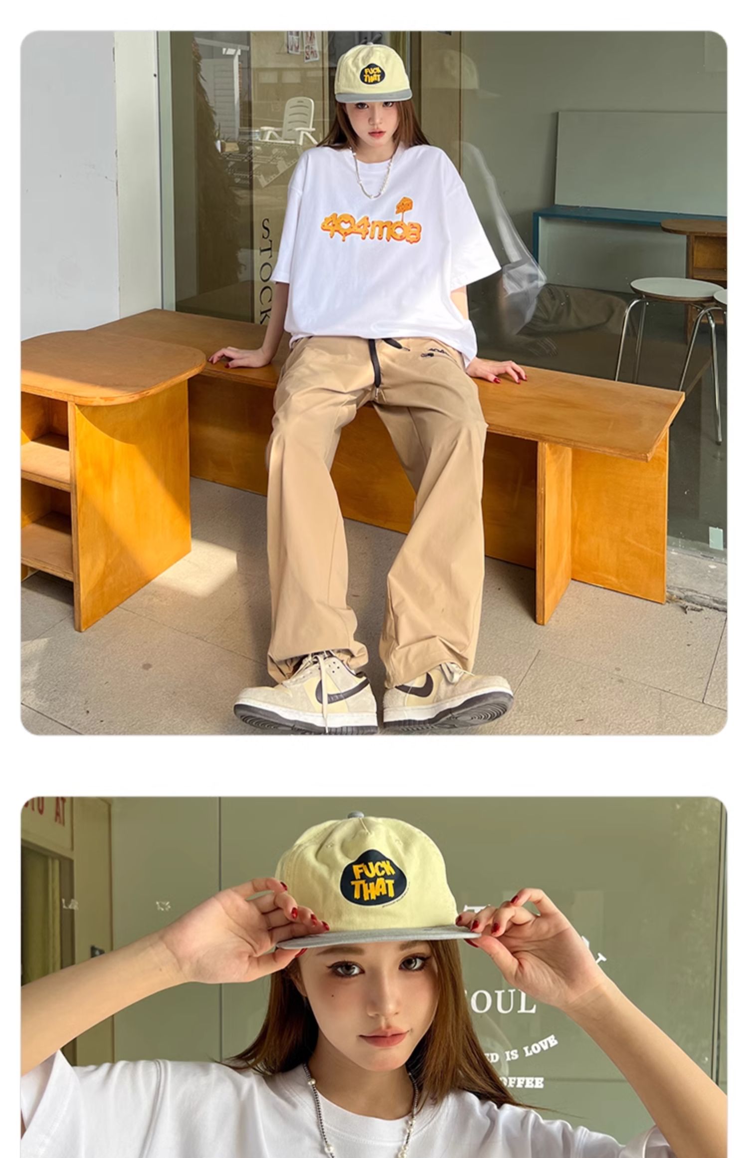 白Tシャツ チーズデザイン ゆるふわ半袖