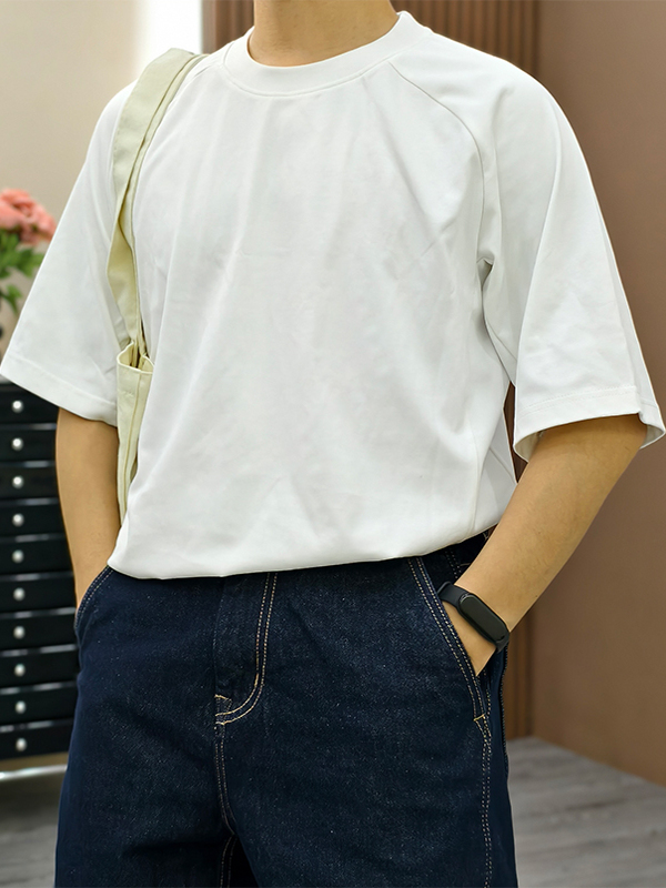 白Tシャツ メンズ ゆとりラグラン半袖シャツ