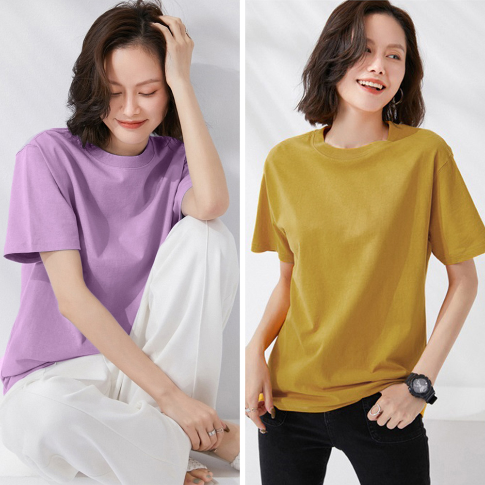 白Tシャツ レディース半袖無地ティーシャツゆったり体型カバー12色