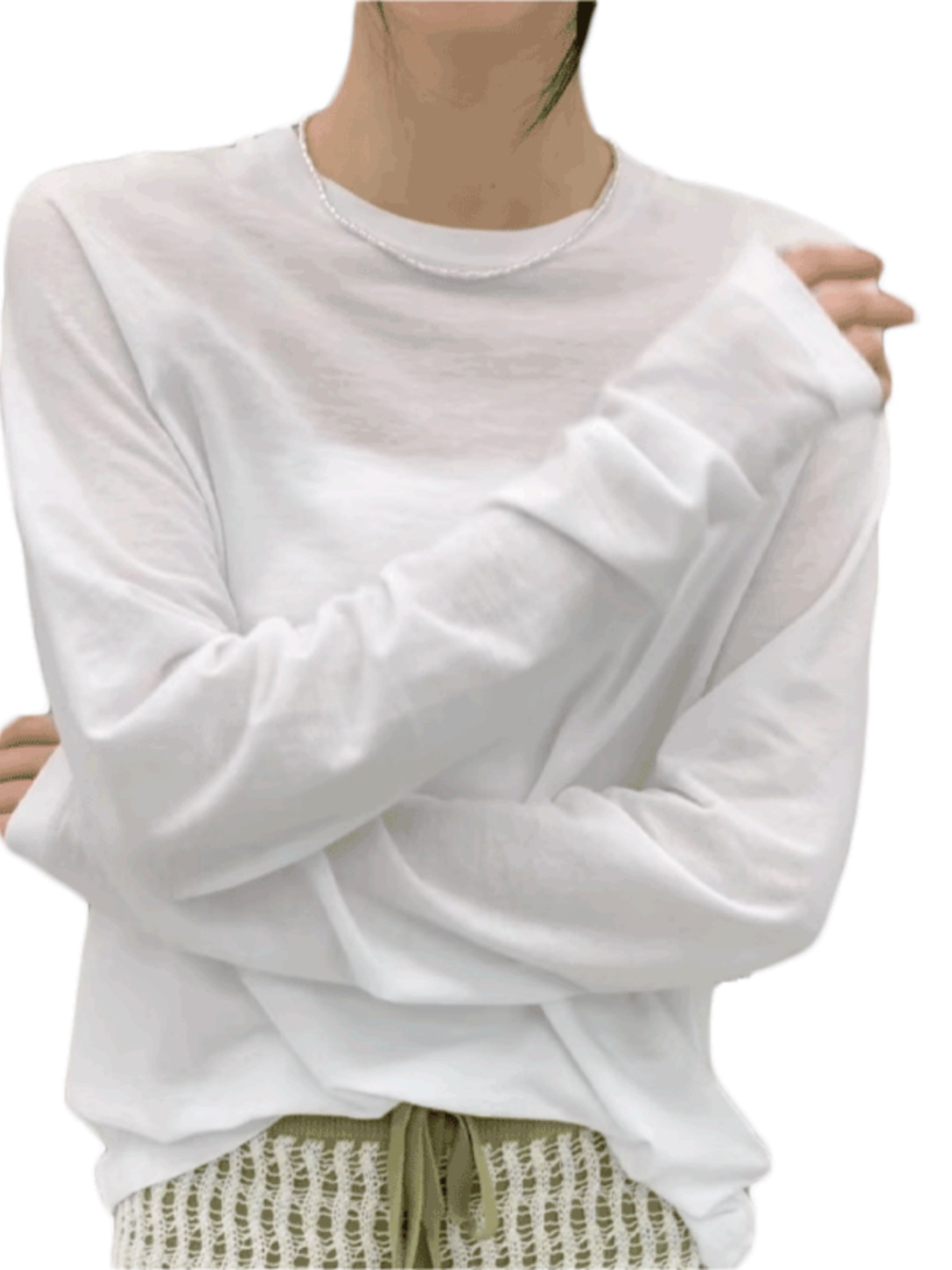 白Tシャツ レディース やわらか長袖デザイン文字入りカットソー
