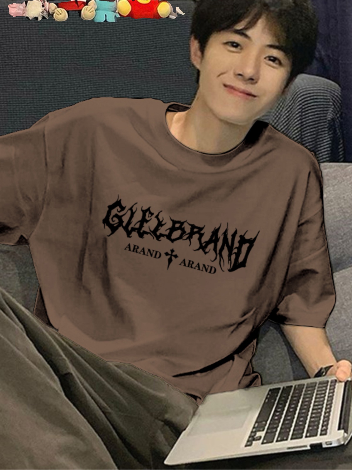 白Tシャツ メンズ 荒々しい文字デザイン半袖
