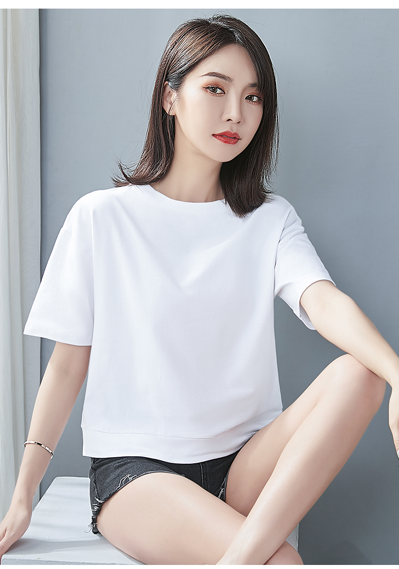 白Tシャツ シンプル丸首コンパクトトップス
