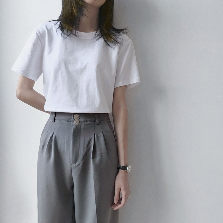 白Tシャツ レディース なめらか素肌ベーシック半袖