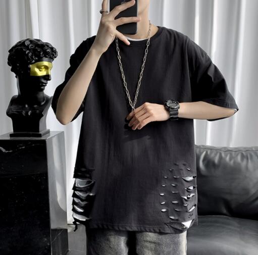 白Tシャツ メンズ 白 半袖 ダメージ加工 カジュアル 半袖シャツ