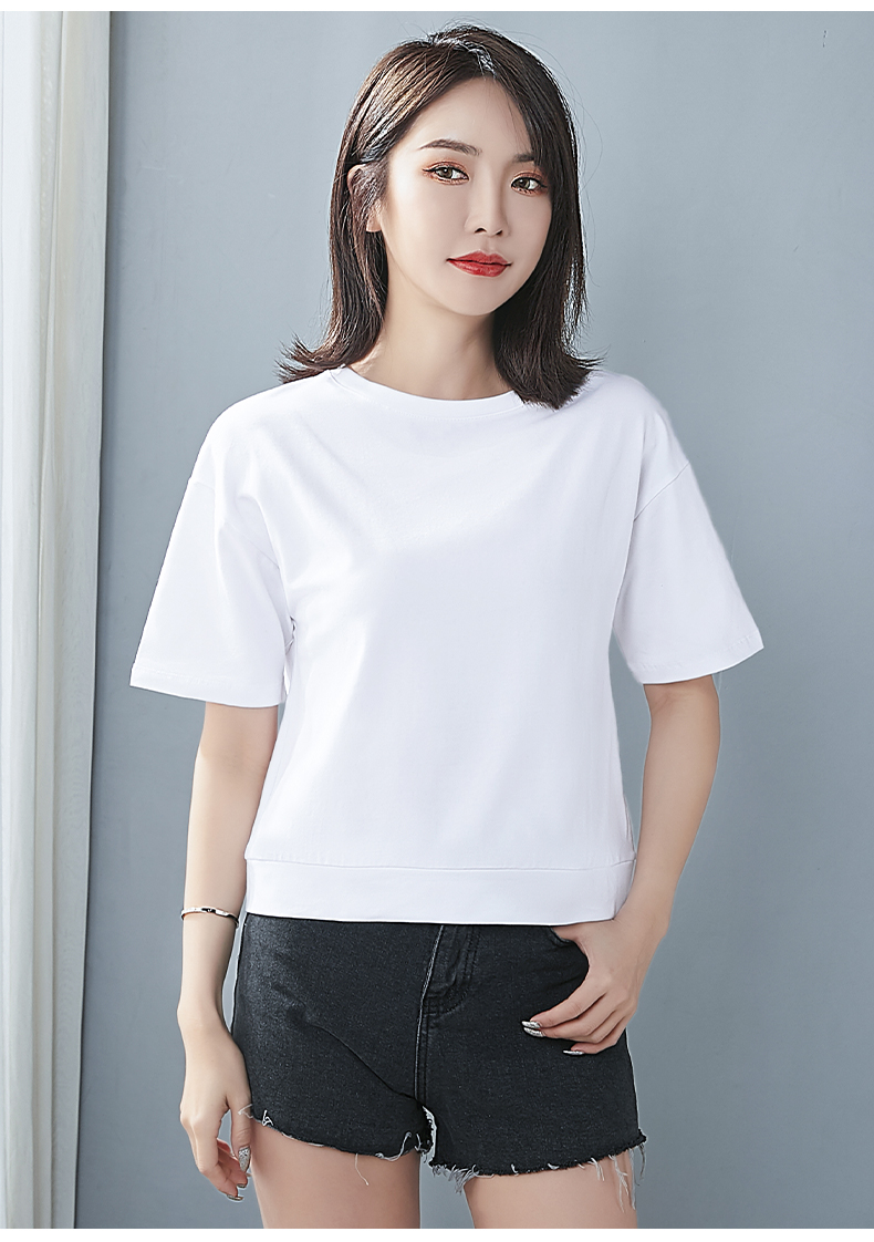 白Tシャツ シンプル丸首コンパクトトップス