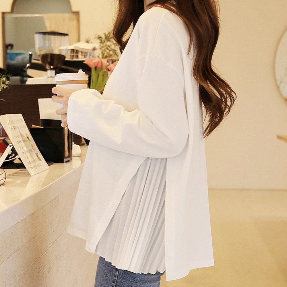白Tシャツ レディース サイドプリーツ 白トップス 上品シンプル