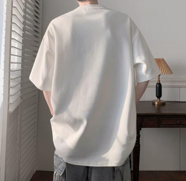 半袖白Tシャツ レインボー切り替えデザイン メンズ