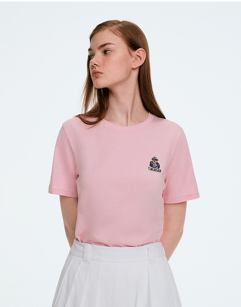 白Tシャツ レディース 胸元ワンポイント