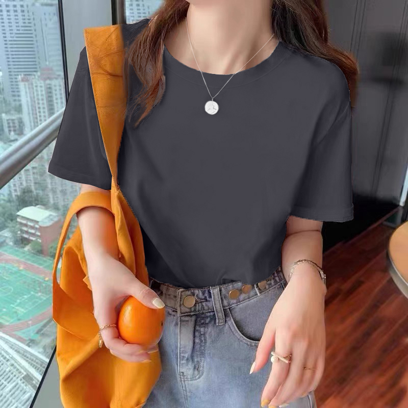 白Tシャツ レディース ゆったりシルエット丸首半袖