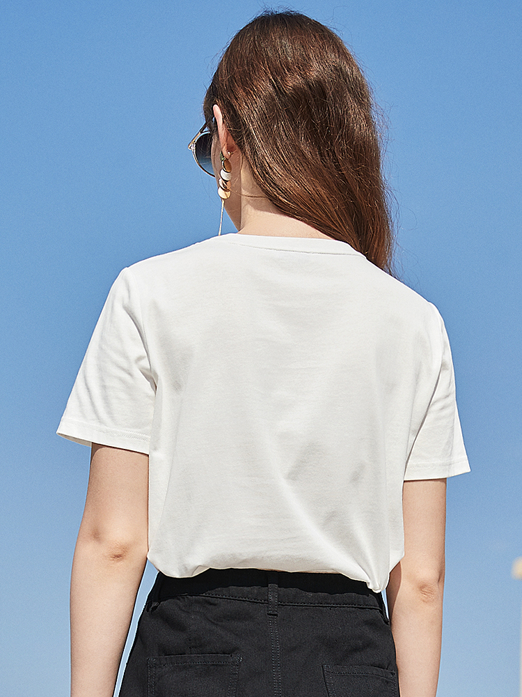 白Tシャツ 手描き風アート 半袖カットソー
