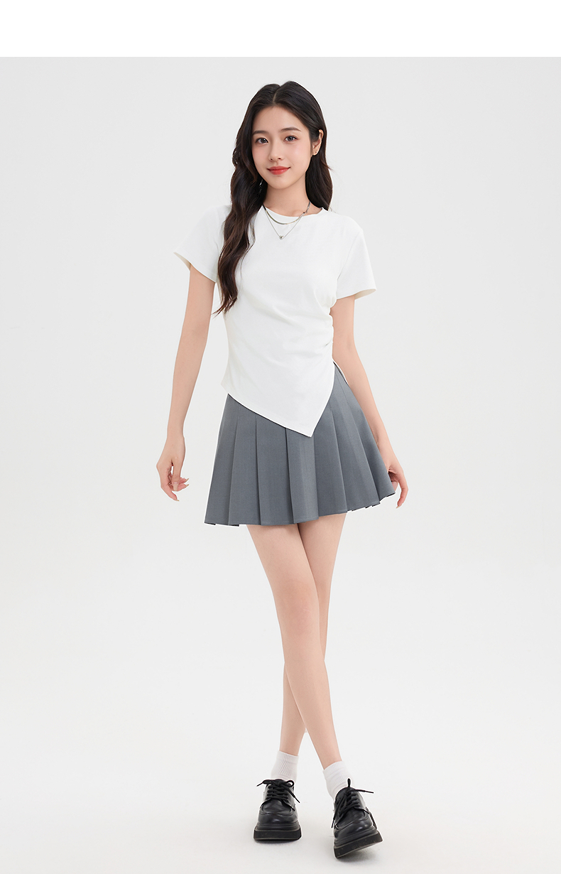 白Tシャツ レディース 非対称裾デザイン上質半袖カットソー