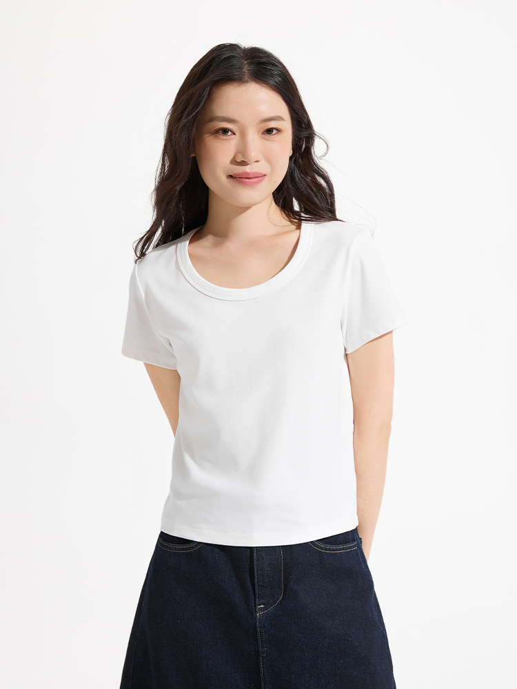 白Tシャツ なめらか素肌 ベーシック半袖シャツ