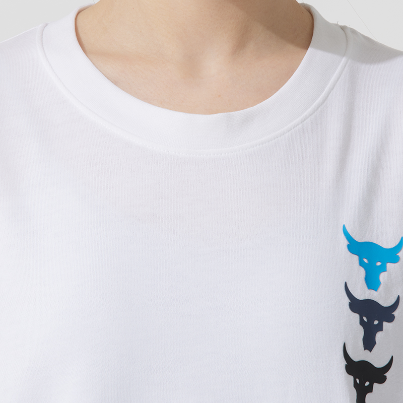白Tシャツ レディース 三連牛モチーフゆったり半袖シャツ