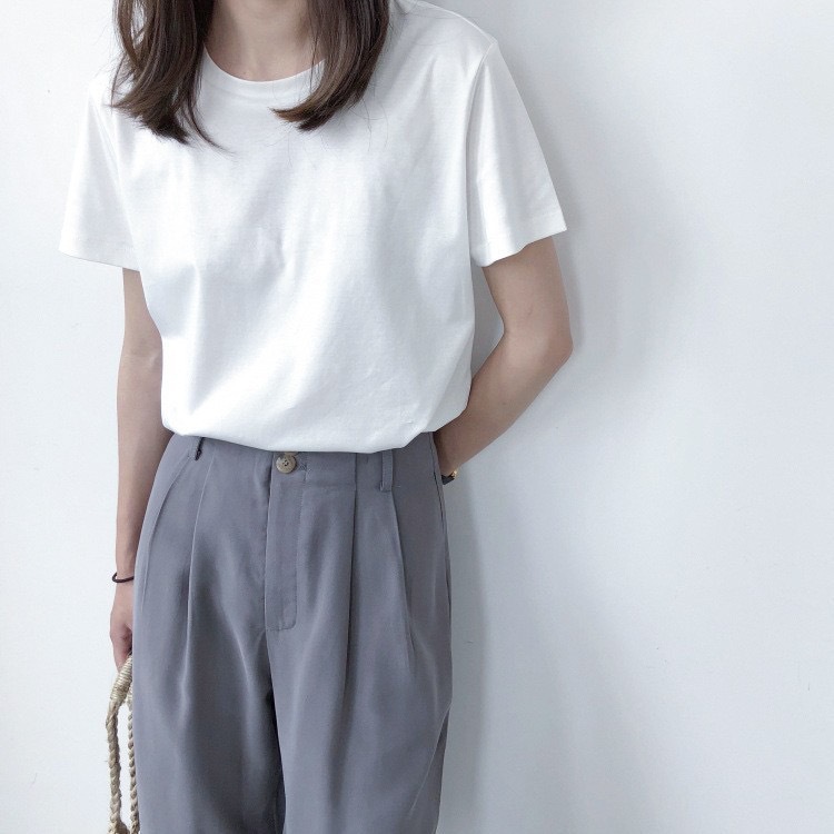 白Tシャツ レディース なめらか素肌ベーシック半袖