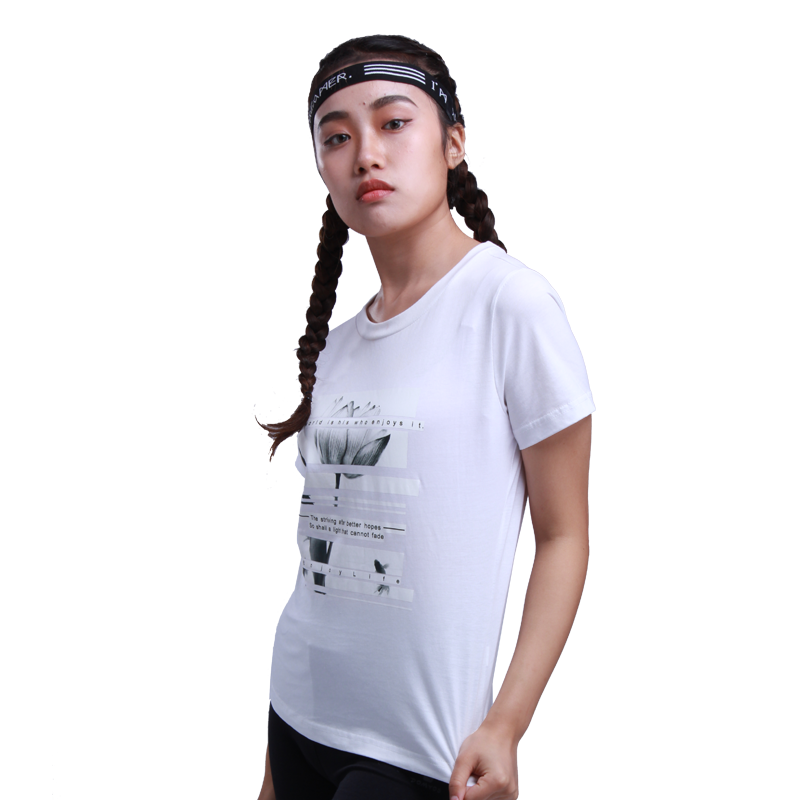 白Tシャツ レディース 花と詩のグラフィックティーシャツ