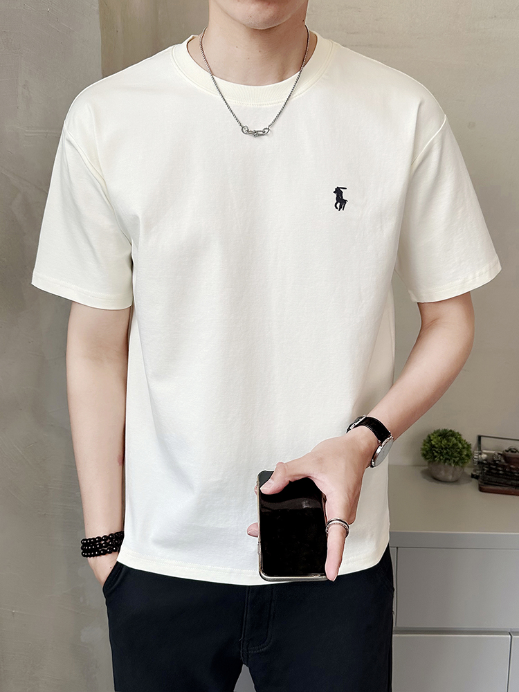 白Tシャツ 上質素材ワンポイント刺繍半袖