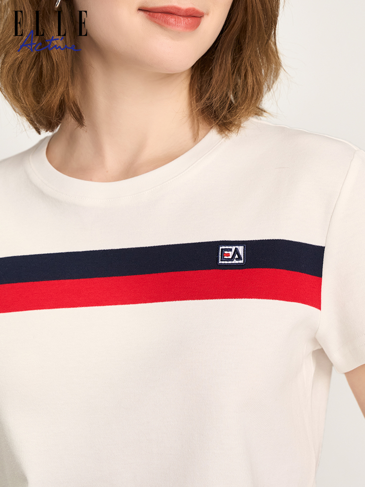 白Tシャツ トリコロールラインシンプル半袖