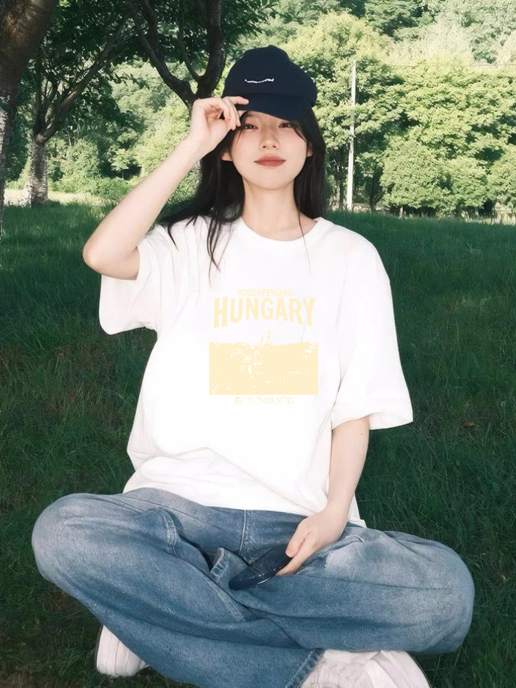白Tシャツ レディース ゆったりレタープリント半袖Ｔシャツ