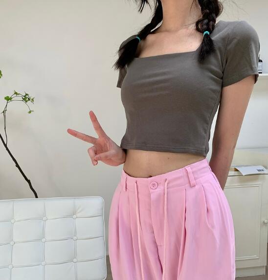 白Tシャツ レディース 白 半袖 ショート丈 ティーシャツ