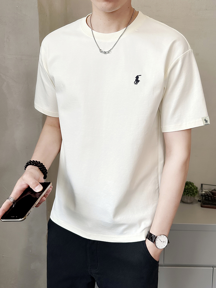 白Tシャツ 上質素材ワンポイント刺繍半袖