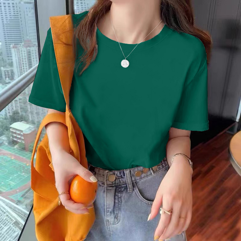 白Tシャツ レディース ゆったりシルエット丸首半袖