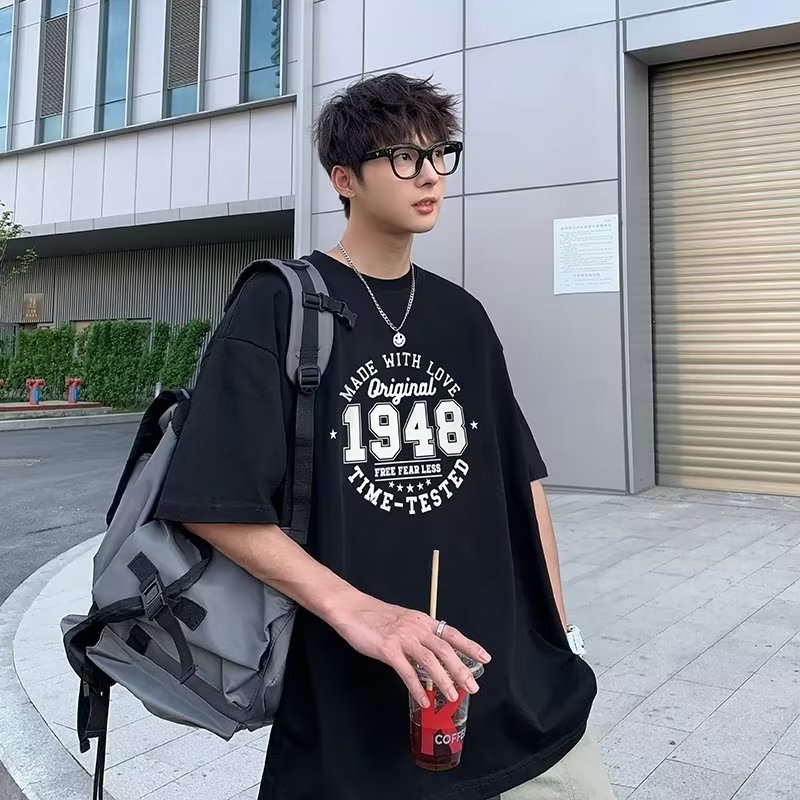 白Tシャツ メンズ レトロナンバー 短袖クルーネック