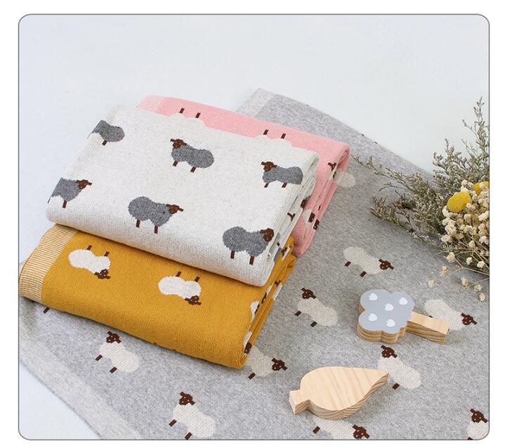 ひつじ柄編み毛布 赤ちゃん用ブランケット