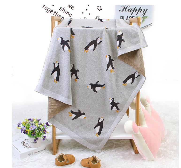 ブランケット かわいいペンギン柄毛布 赤ちゃん子供用編み物ひざ掛け