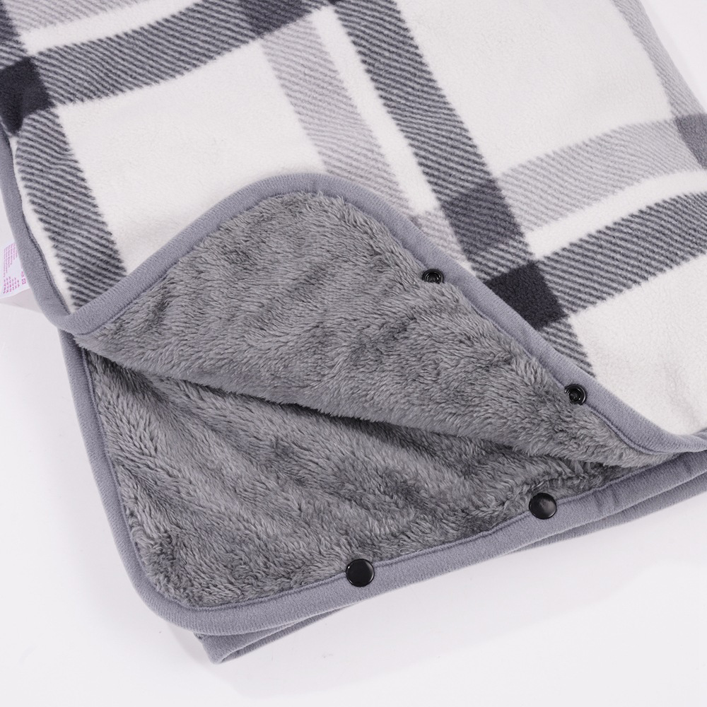 三通り使える着る毛布 格子柄 ふわふわ温感ブランケット