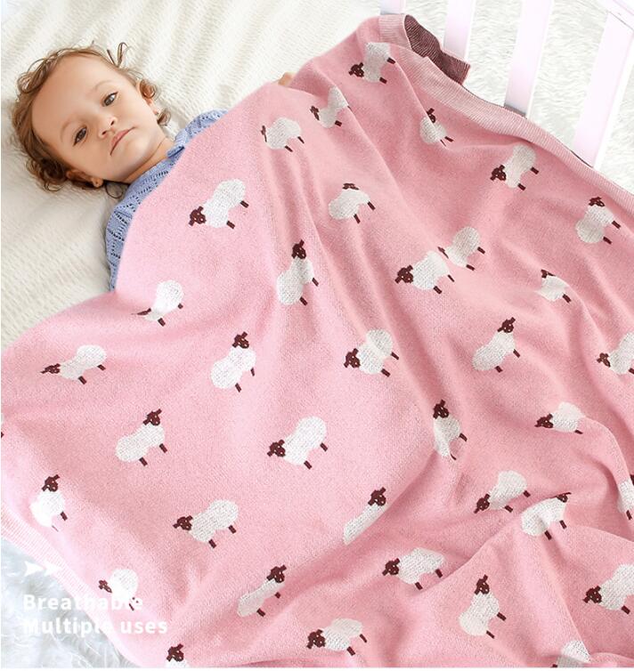 ひつじ柄編み毛布 赤ちゃん用ブランケット