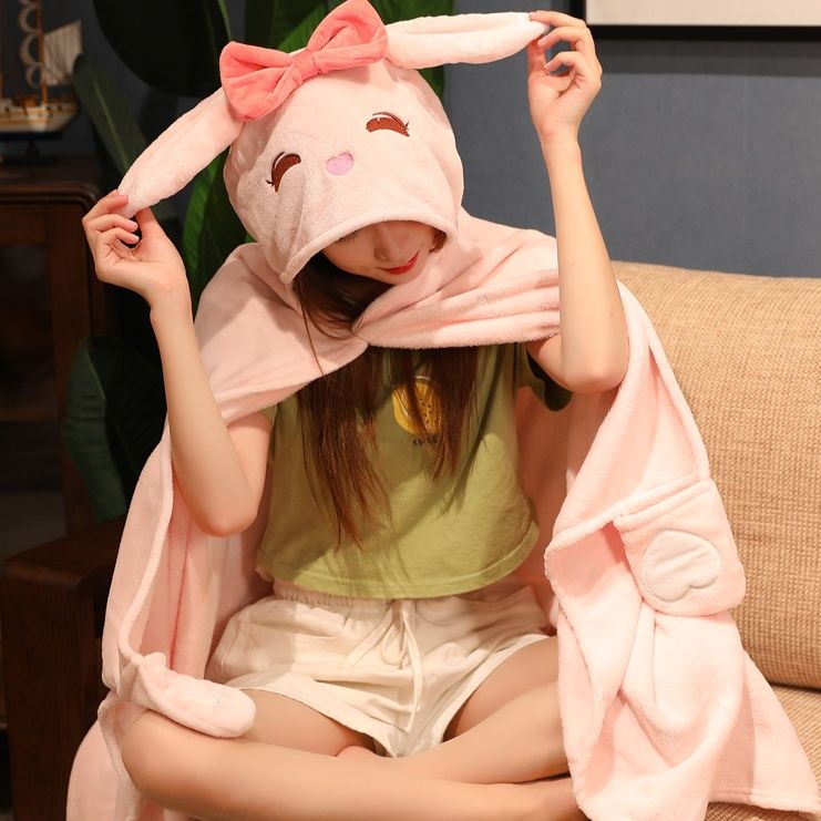 ブランケット ふわもこ動物フード着る毛布
